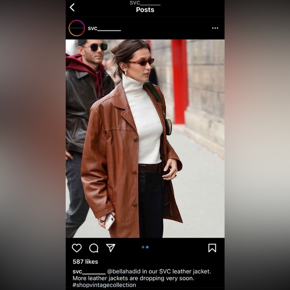 SVC Vintage Oversized Dark Black Brown Leather Jacket Unisex - Picture 4 of 10